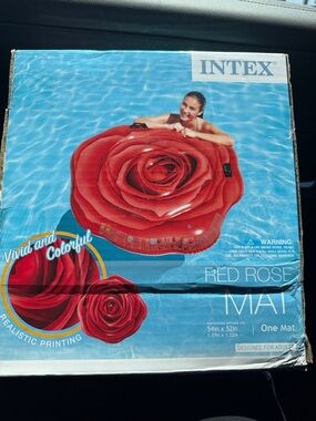 INTEX Red Rose Inflatable Pool Float for Adults, New with Tags, 54” x 52”